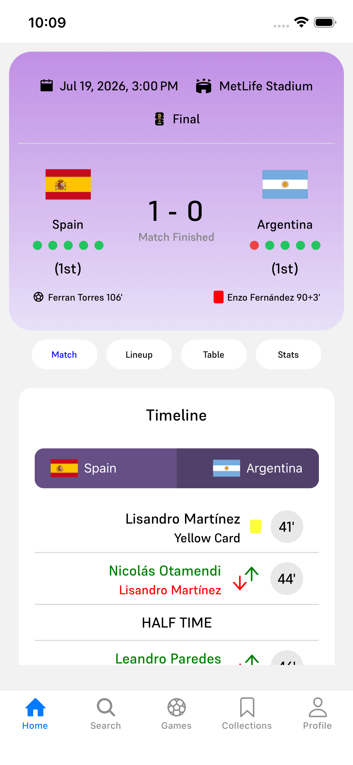 Live match screenshot